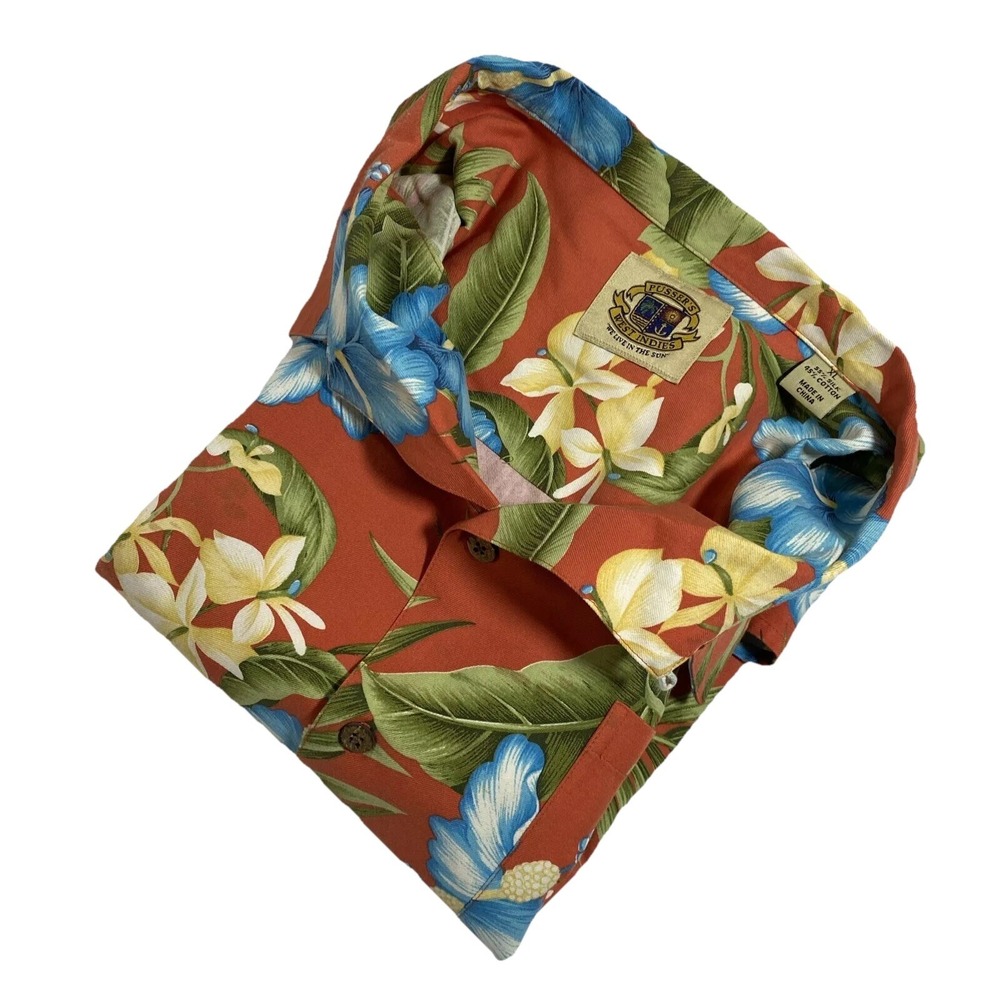 Pussers Hawaiian Shirt Mens XL Button Up Short Sleeve Floral Pattern Silk‎ Blend